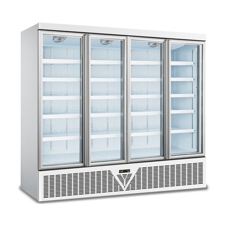 2024 4-Door Glass Door Display Supermarket Beverage Freezer Chiller 220V LED Light Cool Climate Type Refrigeration Equipment