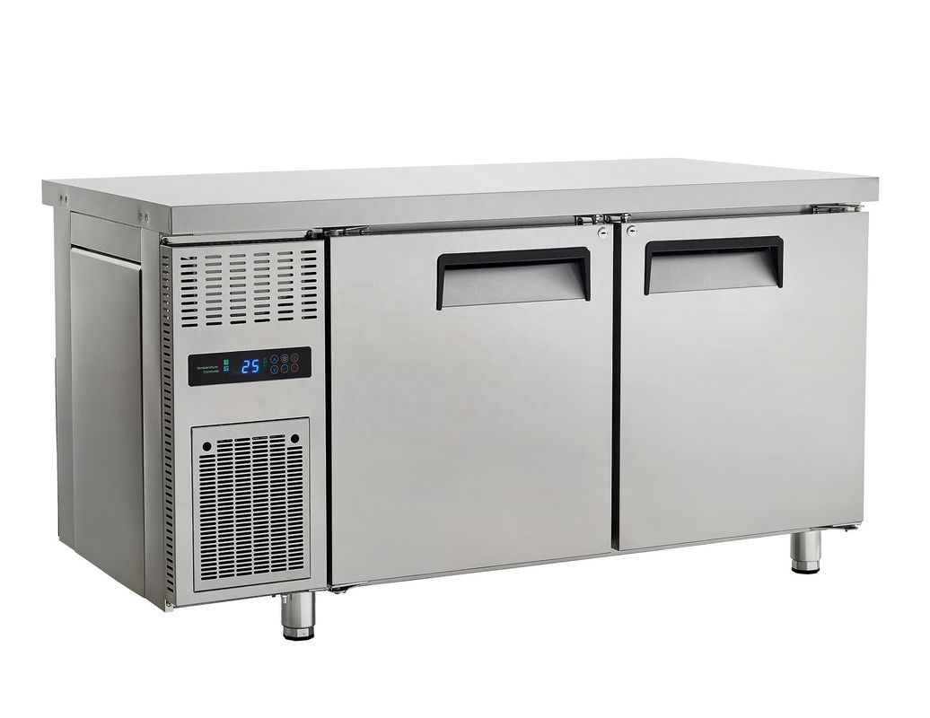 220V Single-Temperature Standing Unit Portable Undercounter Refrigerator Freezer with Two Doors Coolant Type