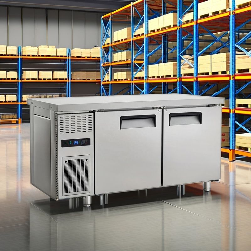 220V Single-Temperature Standing Unit Portable Undercounter Refrigerator Freezer with Two Doors Coolant Type