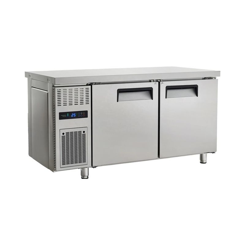220V Single-Temperature Standing Unit Portable Undercounter Refrigerator Freezer with Two Doors Coolant Type