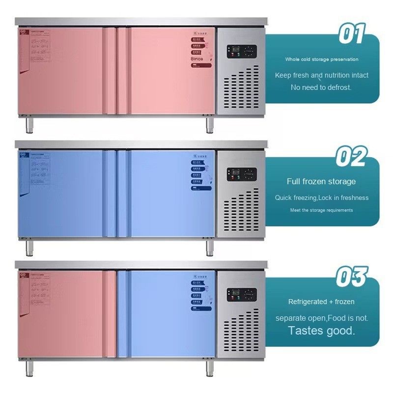 Commercial Single-Temperature Stainless Steel Workbench Large-Capacity Freezer Refrigerator for Fresh-Maintained Milk Tea Shops