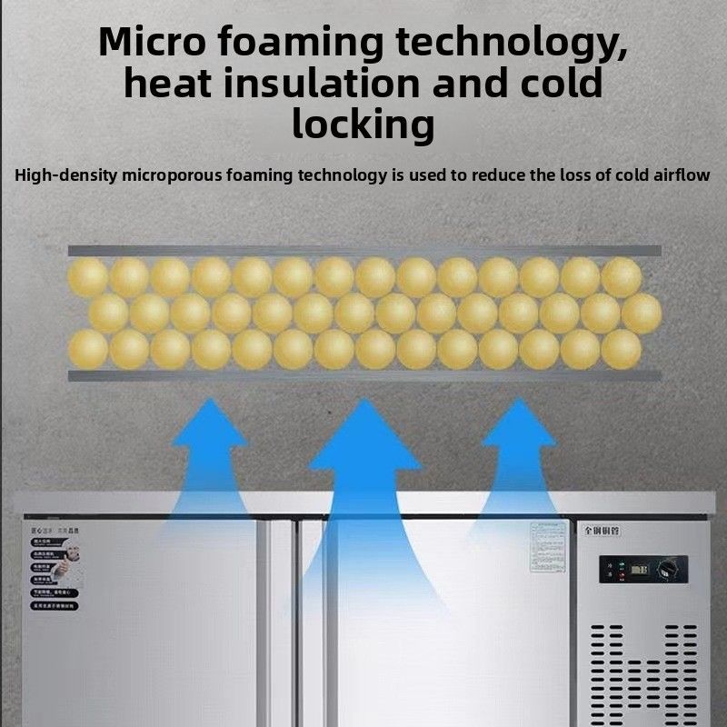 Commercial Single-Temperature Stainless Steel Workbench Large-Capacity Freezer Refrigerator for Fresh-Maintained Milk Tea Shops
