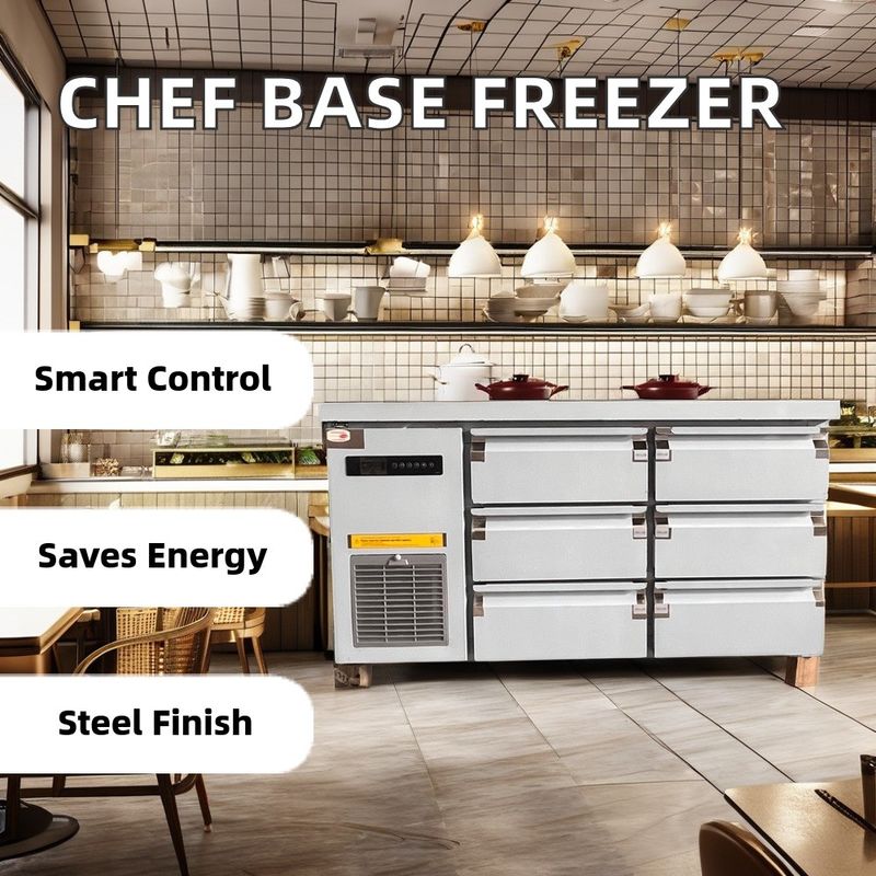 Commercial Single-Temperature Refrigerator 201/304 Stainless Steel LED Light Air Freezer Drawer Work Bench Counter Table Top