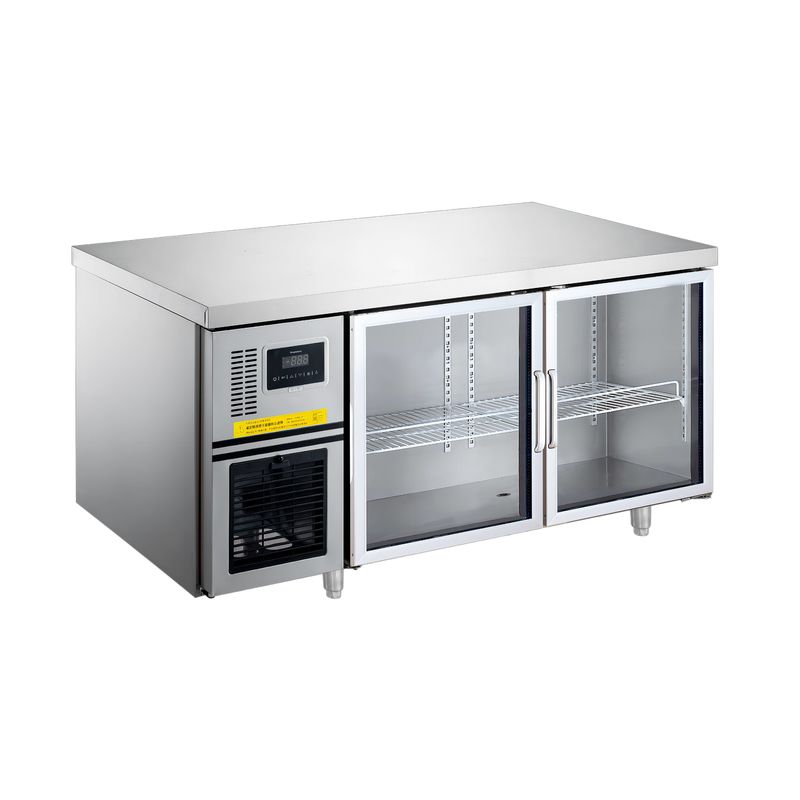 Single-Temperature Double Door Glass Portable Air-Cooled Freezer with LED Lighting Refrigeration Equipment