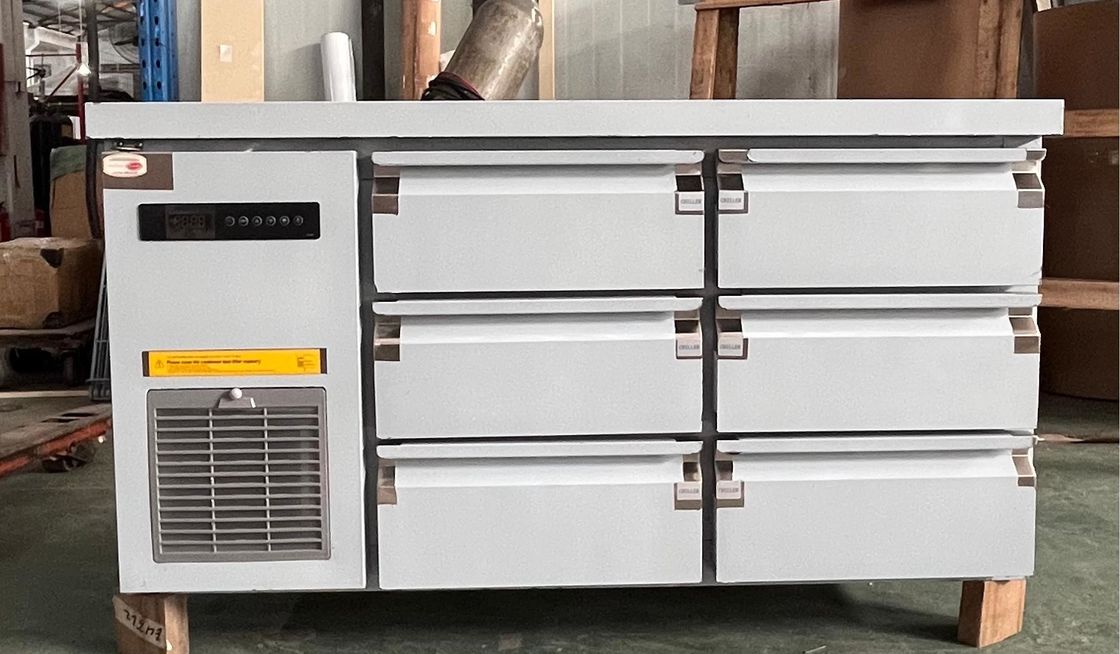 Single-Temperature 2/4/6 Drawer Workbench Portable Under Counter Refrigerator/Cooler Cabinet Air Cooling for Workbench Home Use