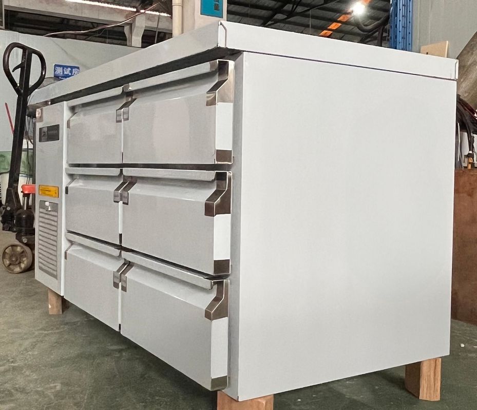 Single-Temperature 2/4/6 Drawer Workbench Portable Under Counter Refrigerator/Cooler Cabinet Air Cooling for Workbench Home Use