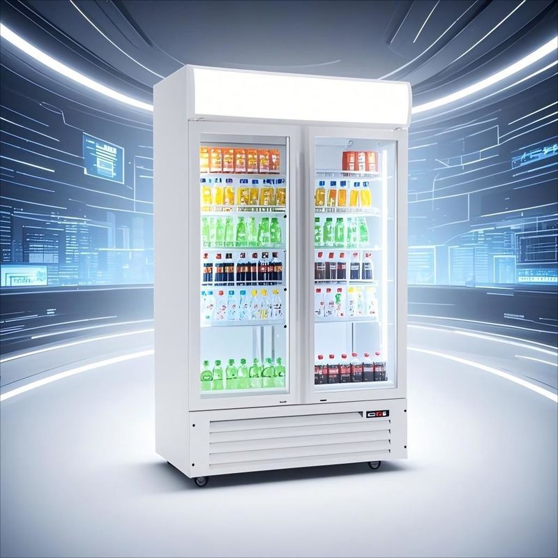 Large Capacity Double Door Beverage Cooler: Keep Your Drinks Fresh and Ready for Sale