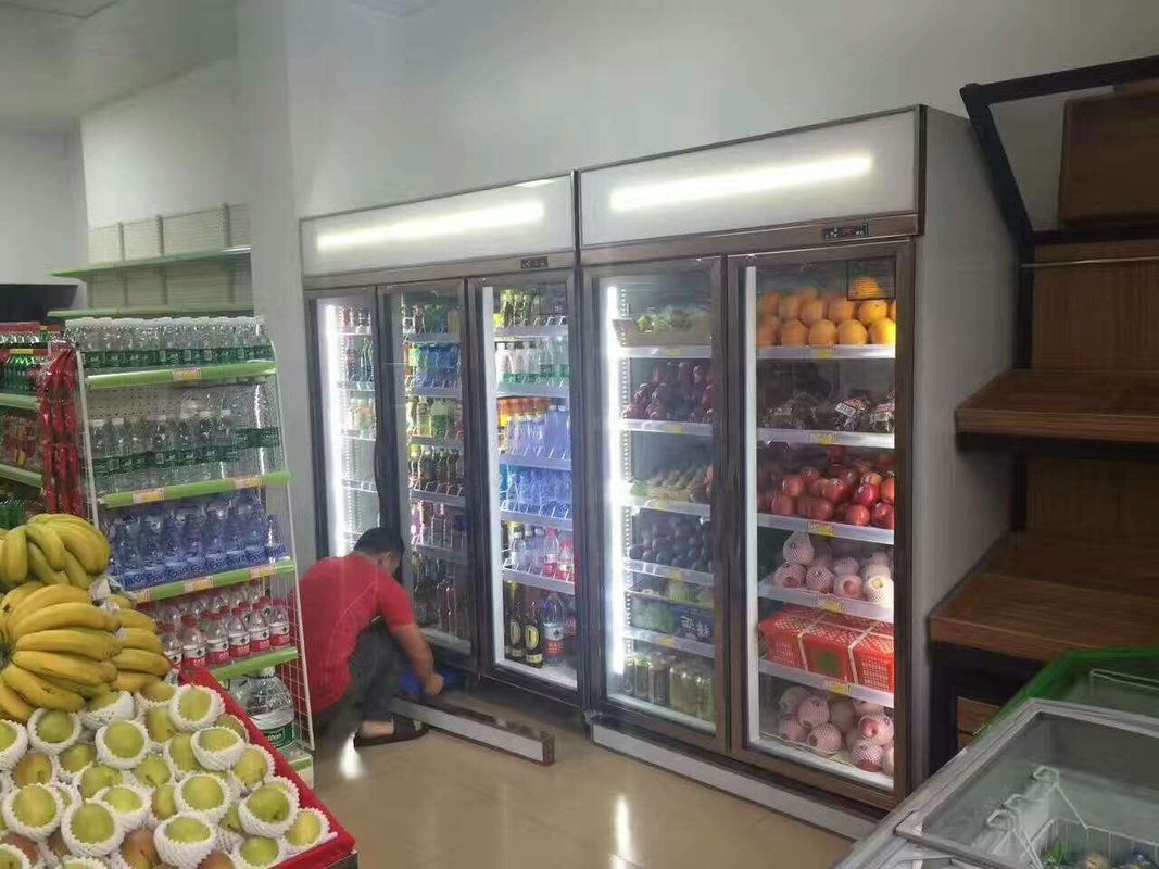 Supermarket Commercial Single-Temperature Energy Drink Beverage Display Refrigerator Vertical Plug-In Upright Freezer LED Fan